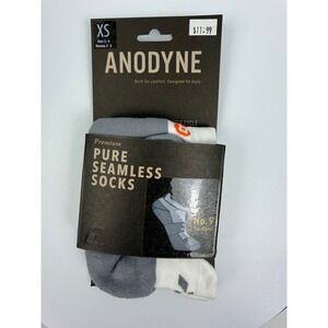 ANODYNE Seamless Socks Size XS Grey White No Show for Diabetes or Sensitive Feet